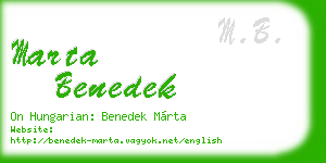 marta benedek business card