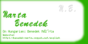 marta benedek business card